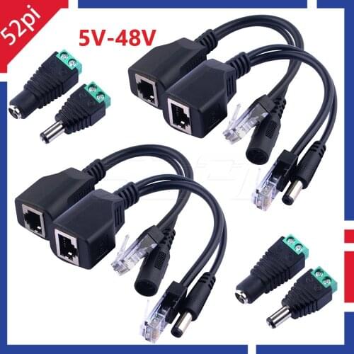 5Pairs Passive POE Splitter RJ45 Female to RJ45 Male + Power Out 5V-48V For Routers IP Security Camera Wireless Access Point