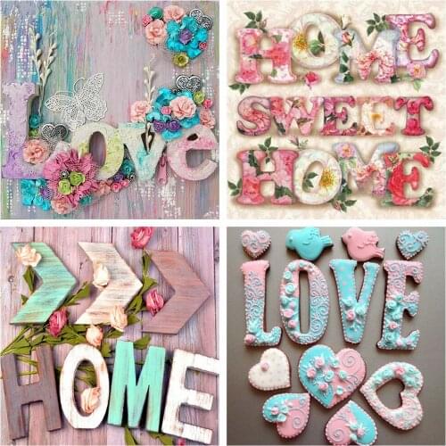 HUACAN 5d Diamond Painting Sweet Home DIY Diamond Embroidery Cross Stitch LOVE Test Mosaic Craft Kit Home Decor Kits