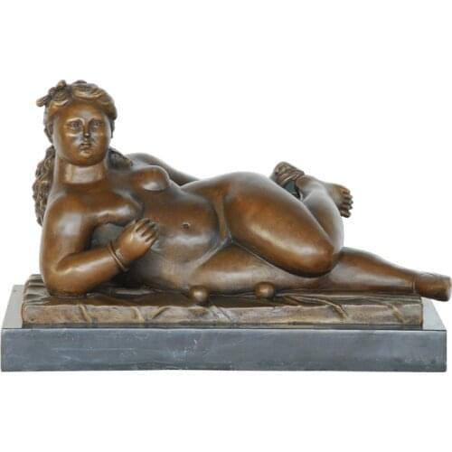 Bronze Fat Nude Female Lying Statue Sculpture Famous Abstract Art Replica Hot Casting Brass Office Table Home Decoration