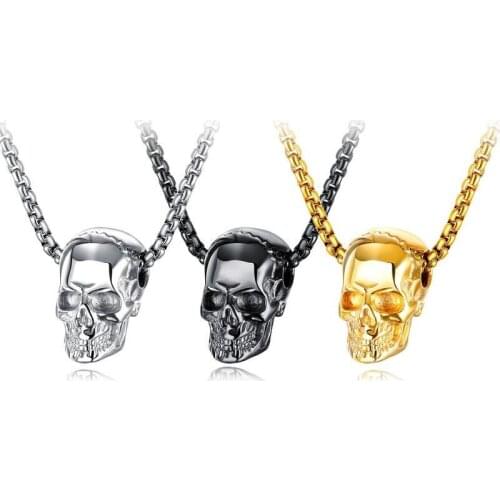 MIQIAO Stainless Steel Titanium Skull Punk Holloween Pendant Collar Chains Necklace for Men Women Couple Friends Gift Jewelry Vi