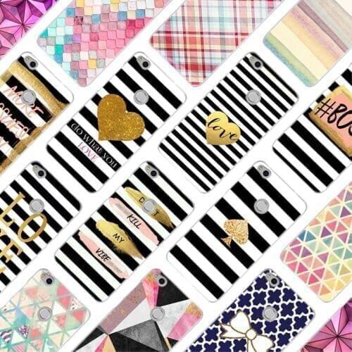 MLLSE black white gold Colorful stripes Case Cover for Huawei NOVA 3 3i 4 Honor V20 8X 8A 7A Pro 7X 7C 7S 8 9 10 Lite Play