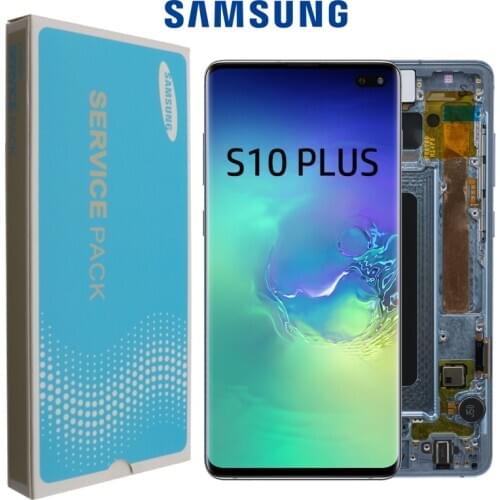 Original 6.4'' SUPER AMOLED For SAMSUNG Galaxy S10 PLUS SM-G9750 G975F Display Touch Screen Digitizer Replacement +Service Pack