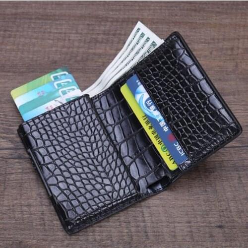 BISI GORO Unisex Card Purse Credit Card Holders Business RFID Credit Box Aluminium Case Automatic Money Smart Mini Wallets Top