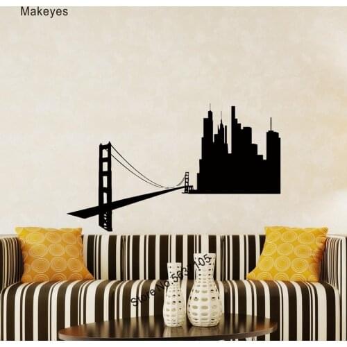 Makeyes City Skyline Wall Decals SF City Fashion Decor Wall Stickers Vinyl Art Design Home Livingroom Decoration Wall Mural Q648