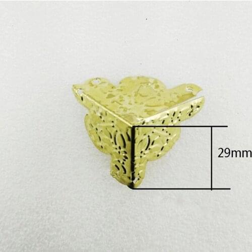 Gold Color Metal Corner Gift Decoration Wooden Box Corners,Decor Triangle Rattan Carved 29mm,12Pcs