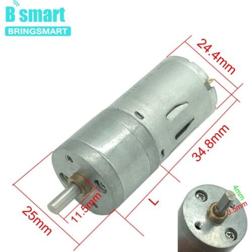 Bringsmart JGA25-370 Gear Motor 12V DC Reduction Electric Motor Low Speed Micro Gearbox Reducer for Smart Car Mini Tools Toys