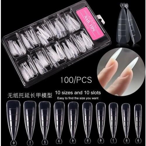 100 Pcs/Box Cross-Border Nail Art With Scale Quick Phototherapy Crystal Extension Nail Piece Set Manicure False Nails Mold
