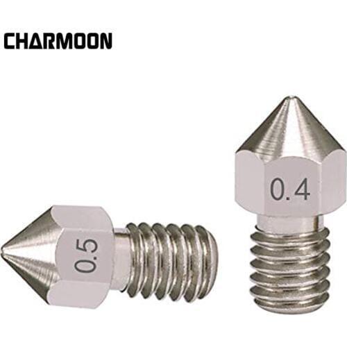 5pcs MK8 V5 V6 Stainless Steel Nozzle 0.3mm 0.4mm 0.5mm M6 Threaded Part 1.75mm 3mm Filament For Extruder 3D Printers Parts