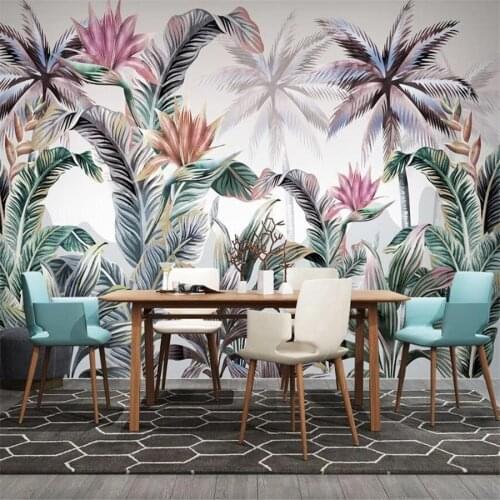 Custom 3D Mural Wallpaper Light Luxury Nordic Tropical Plants American Pastoral Background Wall Decorative Painting Wallpaper