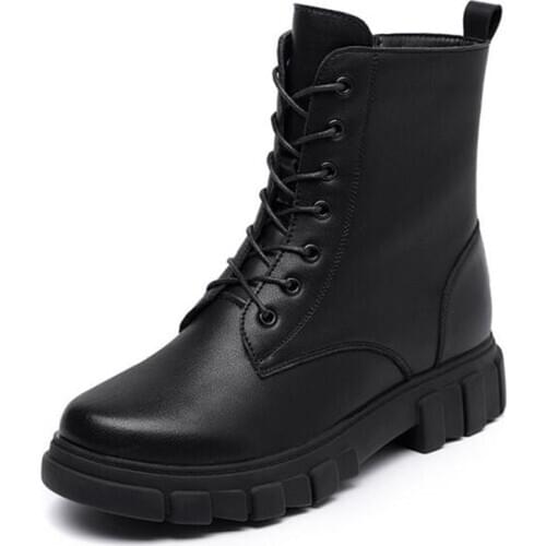 2020 New Autumn Winter Thick Bottom Non-slip Martin Boots Comfortable Breathable Leather Cotton Boots Fashion Casual Women Boots