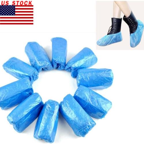 100pc Disposable Shoe Cover Overshoes Blue Anti Slip Plastic Cleaning Boot Safety Shoe Dust Covers