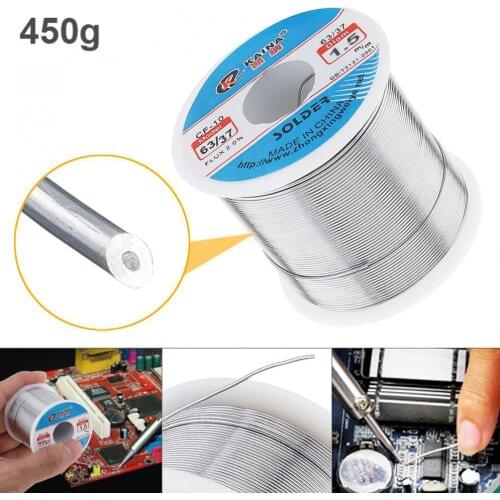 63/37 450g 0.5mm-2.0mm Tin Fine Wire Core Rosin Solder Wire with 2% Flux and Low Melting Point for Electric Soldering Iron