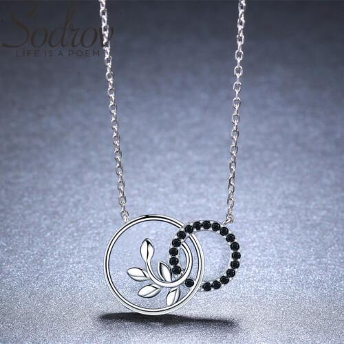 SODROV Cute 925 Sterling Silver Necklace for Women Olive Branch Pendants Necklaces Silver 925 Jewelry KK005
