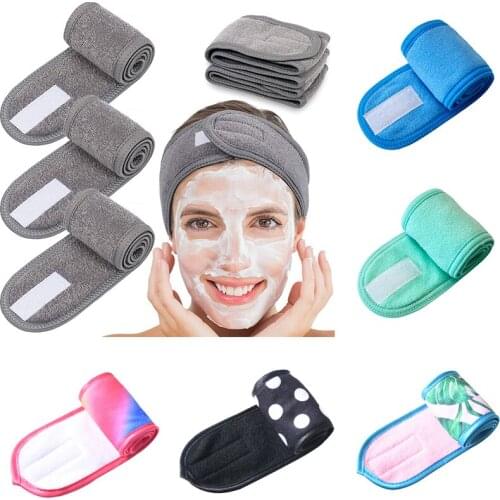 Microfiber Bathroom Velcro Headband Colorful Wide Head Hoop Women Girl Elastic Hair Bands Female Face Washing Makeup Headbands