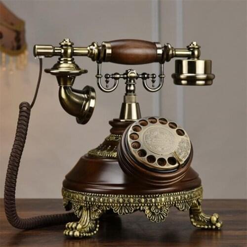 Corded Old Fashion Antique Landline Telephone Decoration, Rotary / Button Dial with Handsfree, Wired Home Office Telephone