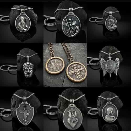 Religious badge tag Jewelry on the neck Man chain necklace Christian Catholic faith pendant necklaces for women