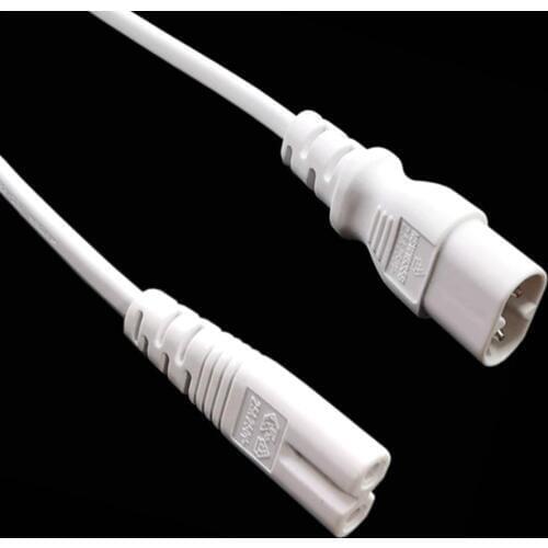 IEC 60320 C8 Plug to C7 Receptacle Male to Female Extension Power Supply Main Adapter Cable 0.3m/1.5m White Color