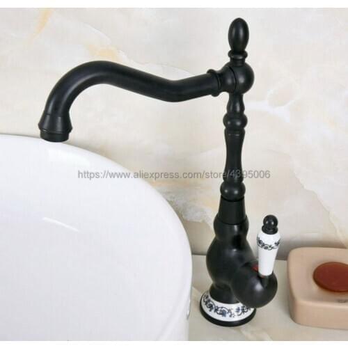 Basin Faucets Brass Bathroom Sink Water Faucet 360 Rotate Swivel Faucet Mixer Single Holder Single Hole Black Mixer Tap Bnf656