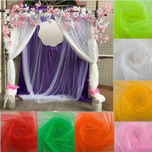 Wedding Decoration 48cm*10m Sheer Crystal Organza Tulle Roll Fabric Birthday Party Decoration for New Year Party Supplies 6z