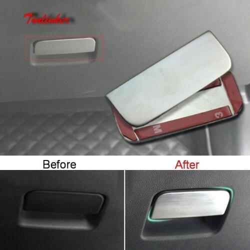 Tonlinker Interior Glove Box Handle Cover sticker for Mitsubishi Outlander/ASX 2013-19 Car Styling 1 Pcs Metal Cover sticker