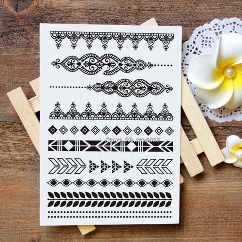 Waterproof Metallic Gold Silver White Temporary Tattoo For Black India Henna Tattoo Love Flower Pattern #022
