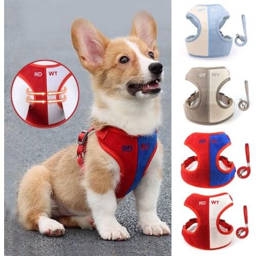 Breathable Dog Vest Harnesses for Medium Large Dog Summer Suede ColorMatching Designer Dog Collar Puppy Accessories Dropshipping