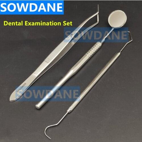 High Quality Dental Exmination Set Mouth Mirror Probe Explorer Tweezer Dentist Oral Examination Stainless Steel Instrument Tool