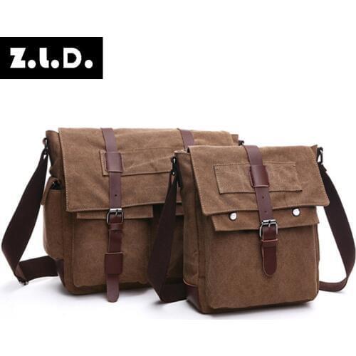 Z.L.D. High-quality canvas bag student school bag large-capacity shoulder bag simple cover type small square bag messenger bag