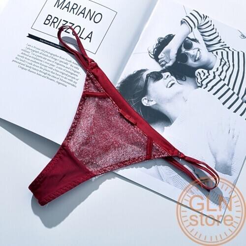 Women Underwear Mesh Thong Panties Lace Low-rise Cotton Crotch Shorts Transparent Sexy Thin Belt Seamless Nylon Lingerie