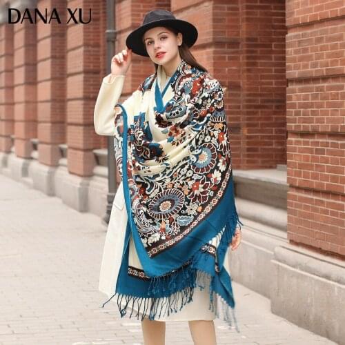 DANA XU Bufanda Mujer Wool Poncho Head Women Lady Carf And Warm Shawl Stoles Bandana Scarf Hijab Luxury Brand Kuwaiti Pashmina