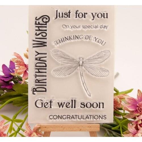 1pc Dragonfly Transparent Clear Silicone Stamp Seal Cutting DIY Scrapbooking Rubber Coloring Embossing Diary Decoration Reusable