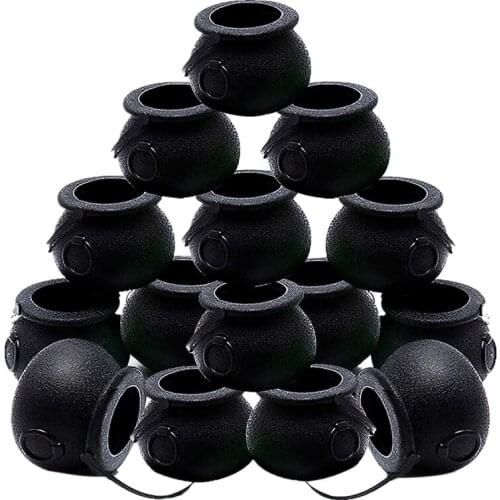 15Pcs Halloween Candy Buckets Witch Candy Holder Pot Halloween Kids Trick or Treat Props Halloween Party Cauldron