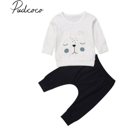 2018 Brand New Infant Kids Baby Boy Girl Autumn Clothes 2Pcs Sets Cartoon Bear Print Long Sleeve Pullover Sweatshirt Tops+Pants