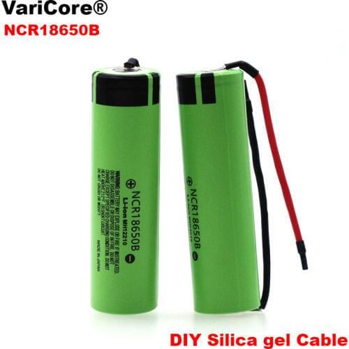 2PCS/lot Original NCR18650B 3.7v 3400mAh 18650 Lithium Rechargeable Battery Welding Silica gel Cable DIY batteries