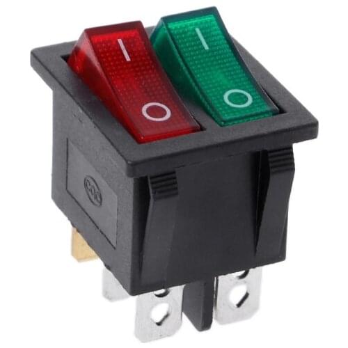2021 New Dual Boat Rocker Switch 6 Pin On-Off With Green Red Light 20A 125V AC