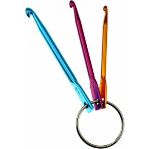 3pcs/set Mini Useful Aluminum Keychain Crochet Hooks Multicolour Crafts DIY Tools Knitting Needles Sewing Gadgets Random Color