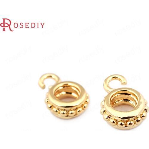 33605)10PCS 11.5*8MM 24K Gold Color Brass Large hole Charms Pendants Connector High Quality Diy Jewelry Findings Accessories