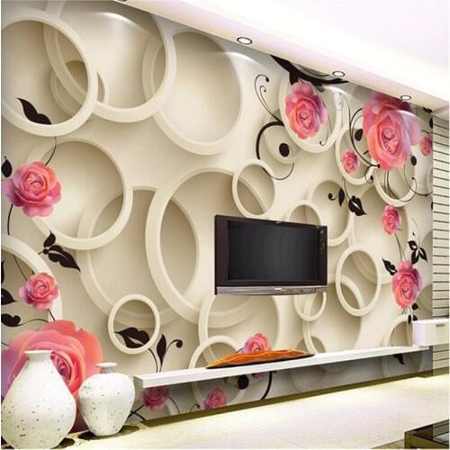 Beibehang 3D photo wallpaper 3d Rose circle fantasy floral living room bedroom backdrop 3D large wallpaper Modern painting