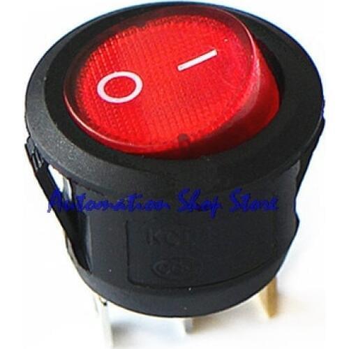 5pcs 20mm Red LED Light SPST 3PIN On/Off G112 Round Rocker Switch 6A/250V 10A/125V Car Dash Dashboard Truck RV ATV Home