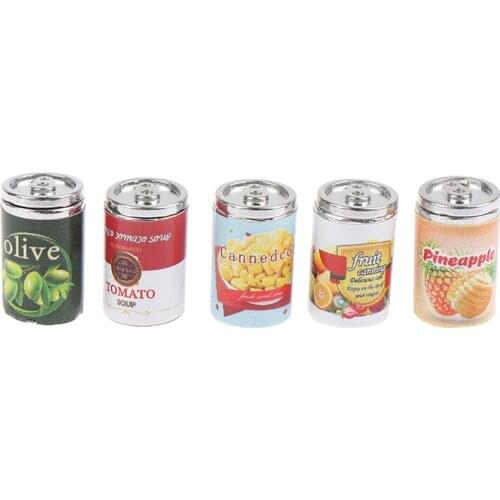5PCs/set Dollhouse Jam Fruit Can Miniature Toy Doll Food Kitchen Living Room Accessories Kids Gift Pretend Play Toy