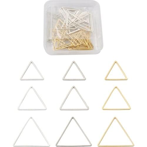 90pcs/box Brass Linking Rings, Plated, Triangle, Mixed Color, 13~23.5x15~27x0.8~1mm