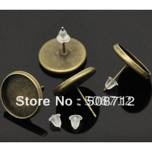 Free shipping!!! 500pcs/lot 10mm pad bronze tone earring post/earrings studs,Earring Pad