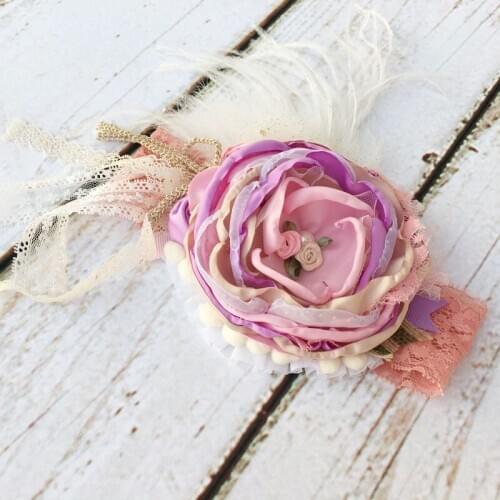 Free Shipping Pink Lavender Lace Headband