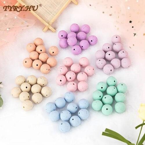 TYRY.HU 50pcs 15mm Silicone Beads DIY Pacifier Chain Necklace Food Grade Bead Nursing DIY Baby Teether Pearl BPA Free