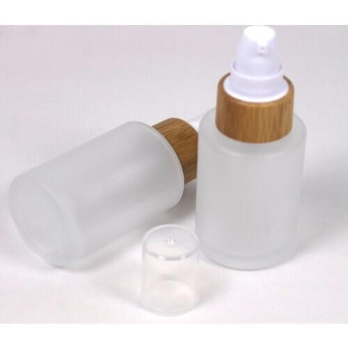 30ml liquid bottle,empty lotion bottles with real bamboo pump for Cosmetic