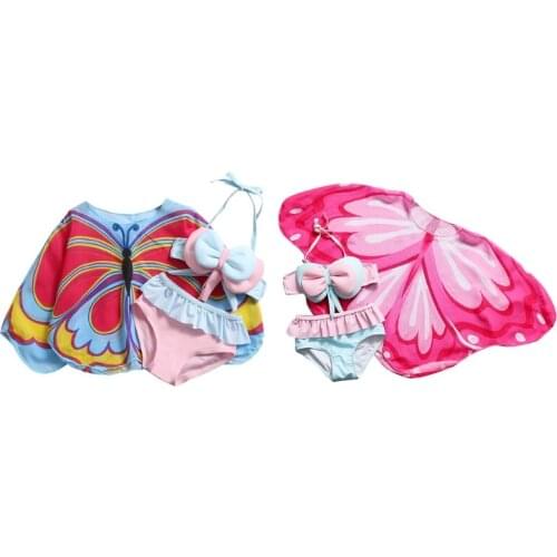 A5KC Childrens Swimsuit For Children Girls Baby Bathing Suit Kids Swimwear Female Three Piece Bikini Girl