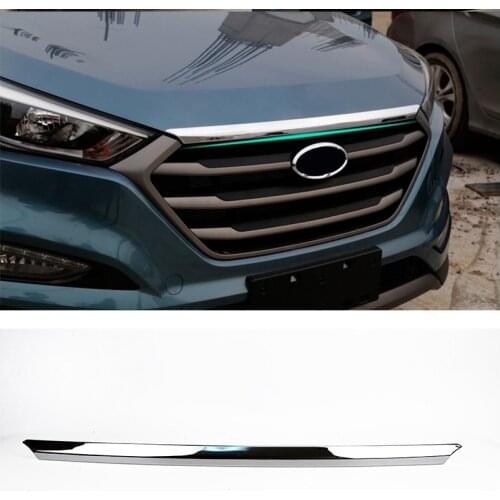 For 2015 2016 2017 Hyundai Tucson ABS Chrome Front Hood Bonnet Cover Trim Grill Molding Body Kit Bezel Frame Garnish Styling
