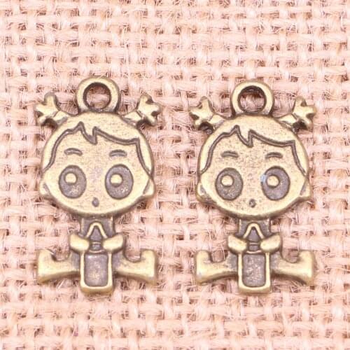 40pcs Jewelry Charms baby girl 24x13mm Antique Bronze Plated Pendants Making DIY Handmade Tibetan Bronze Jewelry