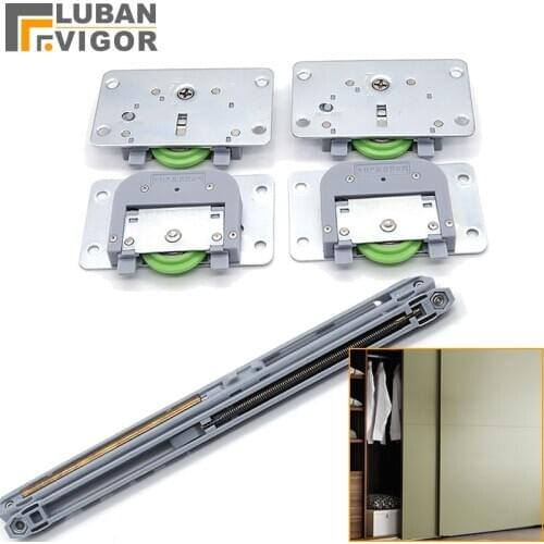 Wardrobe sliding door Two-way buffer damper,hidden Damping rail,Quiet durable, easy to install,Furniture hardware accessories