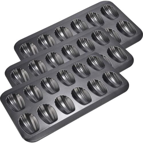 3 Pieces Madeline Baking Pans Nonstick 12-Cup Shell Shaped Madeleine Mold Cake Pan, Nonstick Mold Pan for Oven Baking
